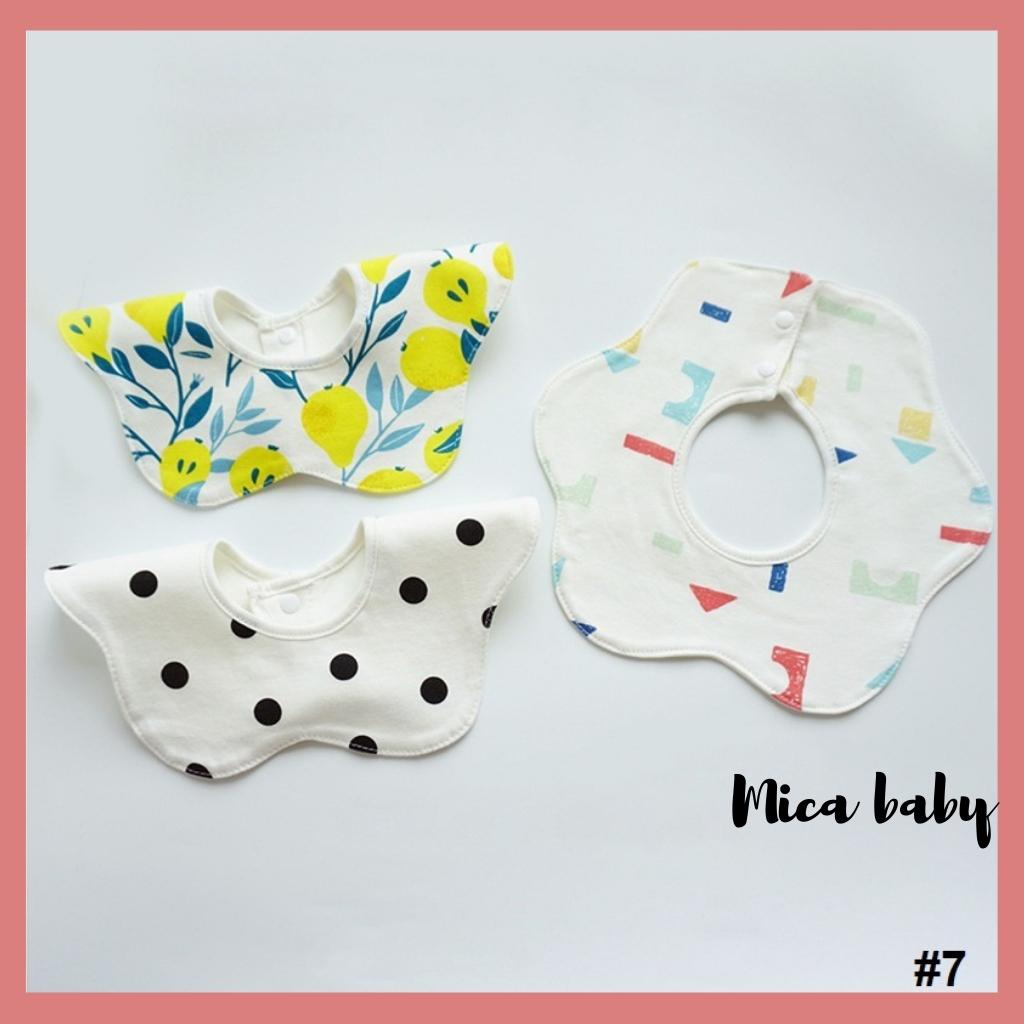 Set 3 yếm cổ tròn cánh hoa chất cotton mềm mại dễ thương cho bé Mica Baby YC06