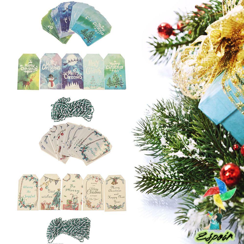 Set 50 Thẻ Giấy Kraft Trang Trí Quà Giáng Sinh