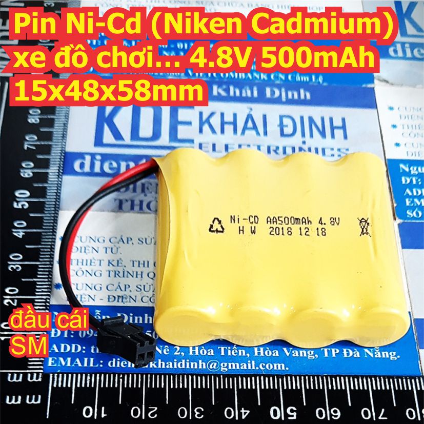 Pin Ni-Cd (Niken Cadmium) xe đồ chơi… 4.8V 500mAh 15x48x58mm kde7946