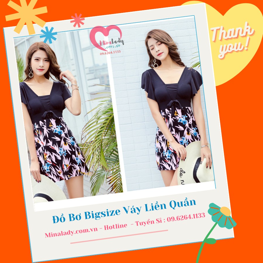 Đồ bơi nữ liền thân bigsize kín đáo đẹp dáng váy hoa lá dành cho người béo | BigBuy360 - bigbuy360.vn