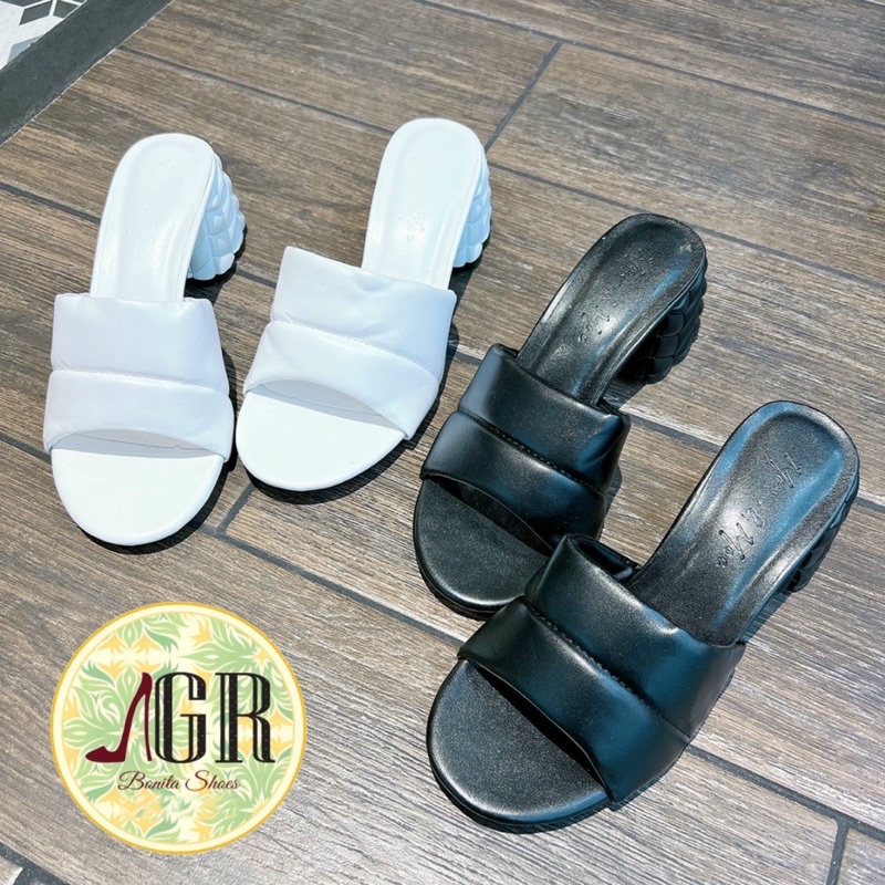 Guốc bản phồng viền giữa gót hoa lúa 6 cm