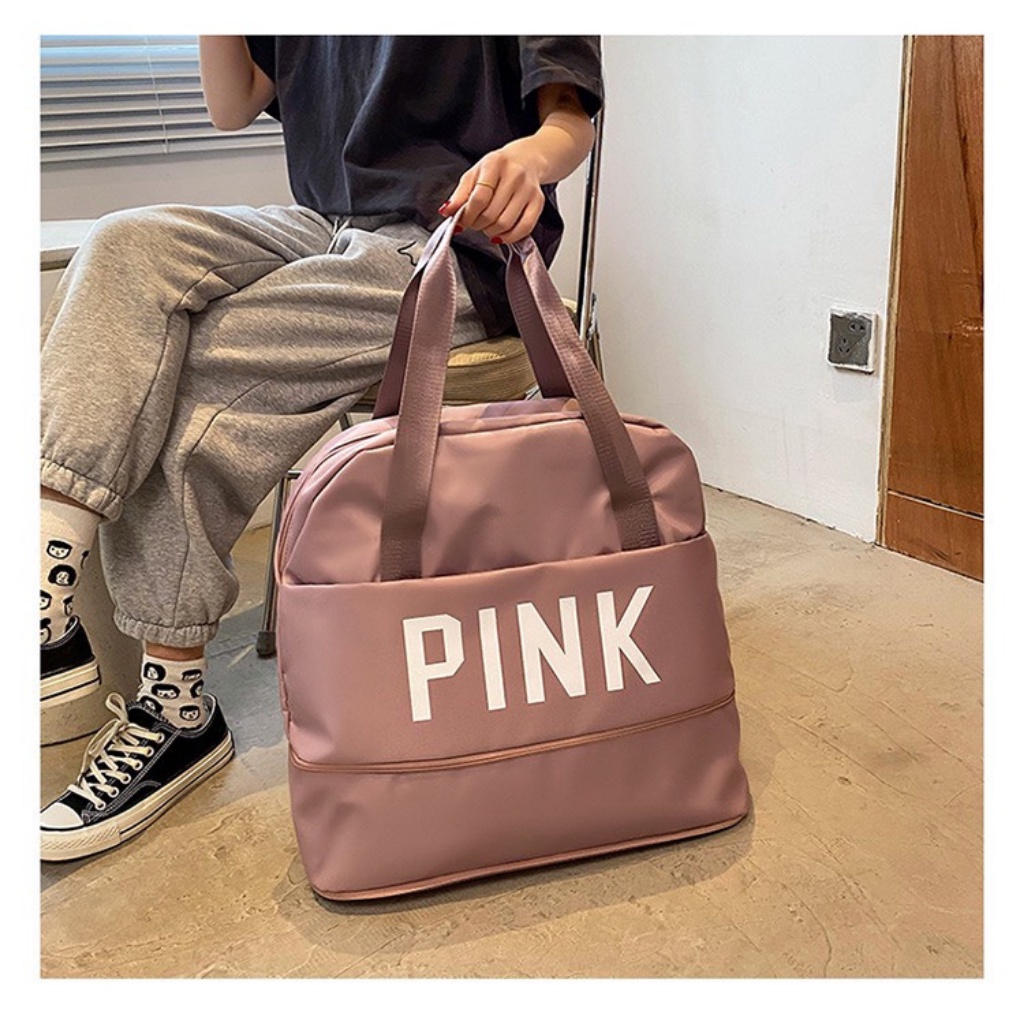 Túi Xách Du Lịch Cỡ Lớn 2 Tầng PINK - Túi Du Lịch Đa Năng Nam Nữ Sang Trọng Trọng Lượng Nhẹ Chống Thấm Nước Tốt