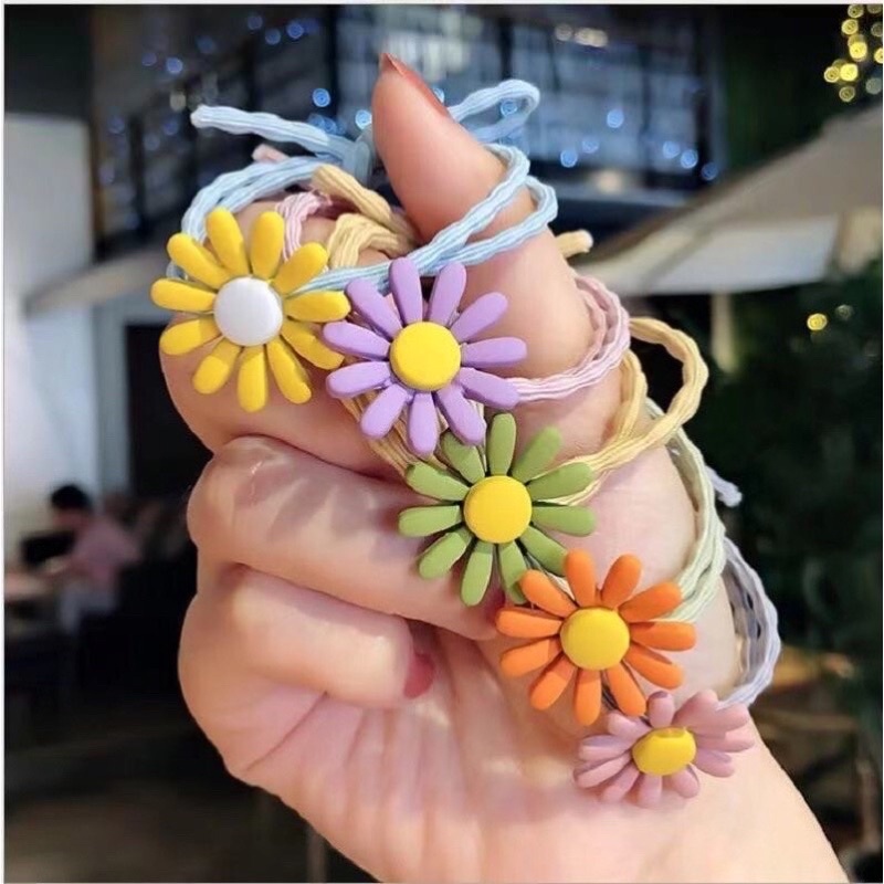Dây buộc tóc hoa cúc dễ thương nhặt màu ngẫu nhiên