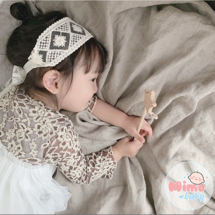 Băng đô bé gái - Mẫu ren trắng kiểu tiểu thư Mimo baby BD28