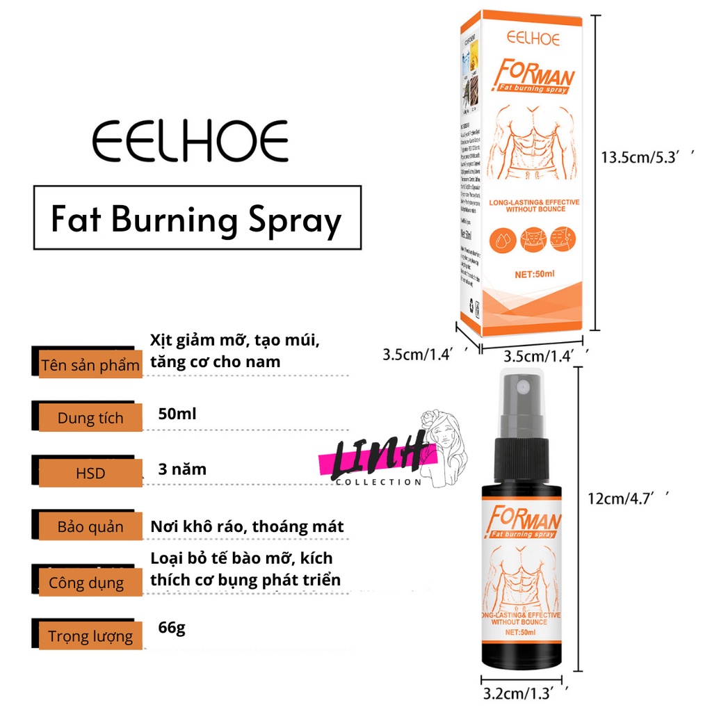 Chai xịt giảm mỡ bụng, tạo múi, tăng cơ cho Nam Fat Burning Spray giúp tạo hình nhanh chóng - 30 ml EEHOE