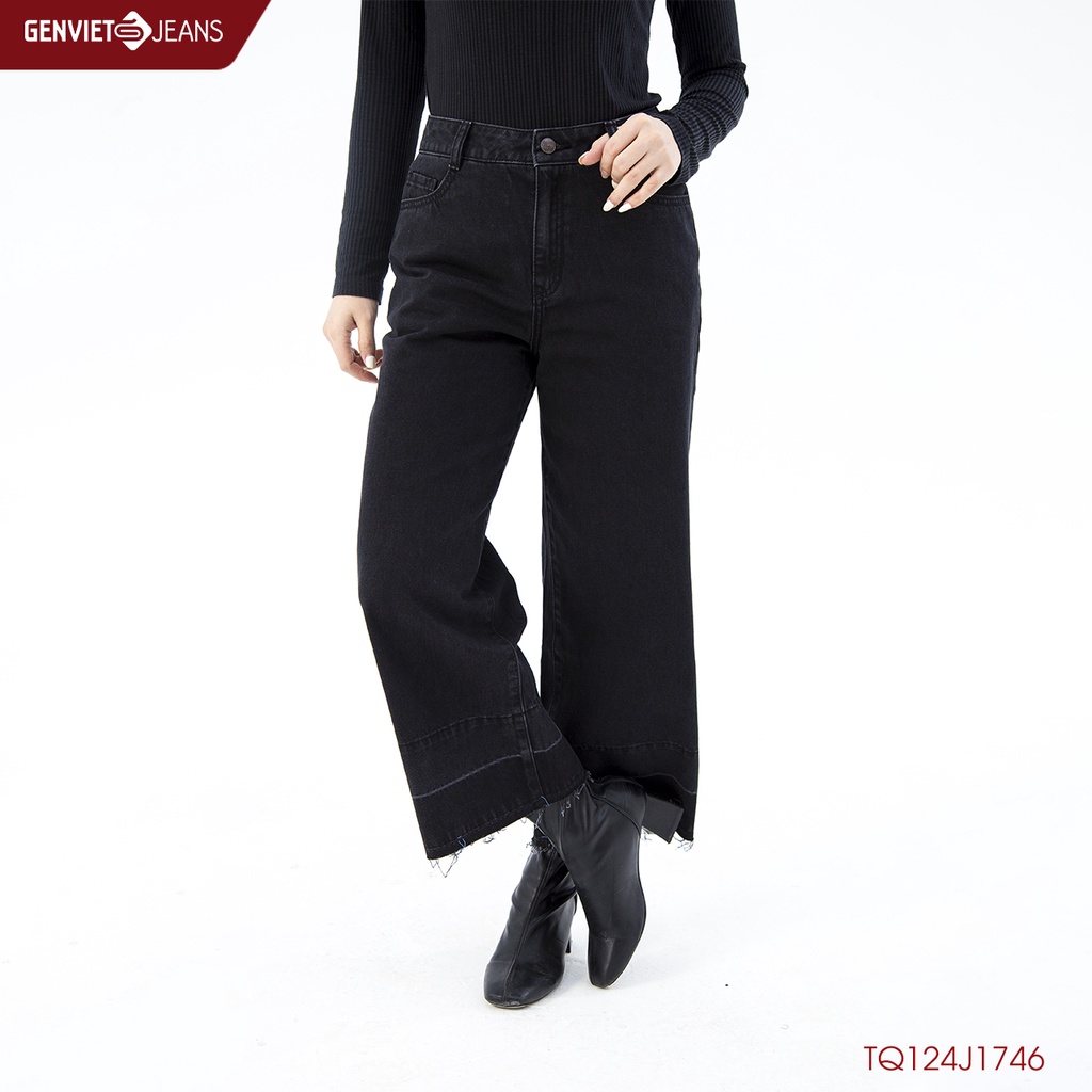 Quần Dài Jeans Nữ Gấu Xỏa GENVIET TQ124J1746