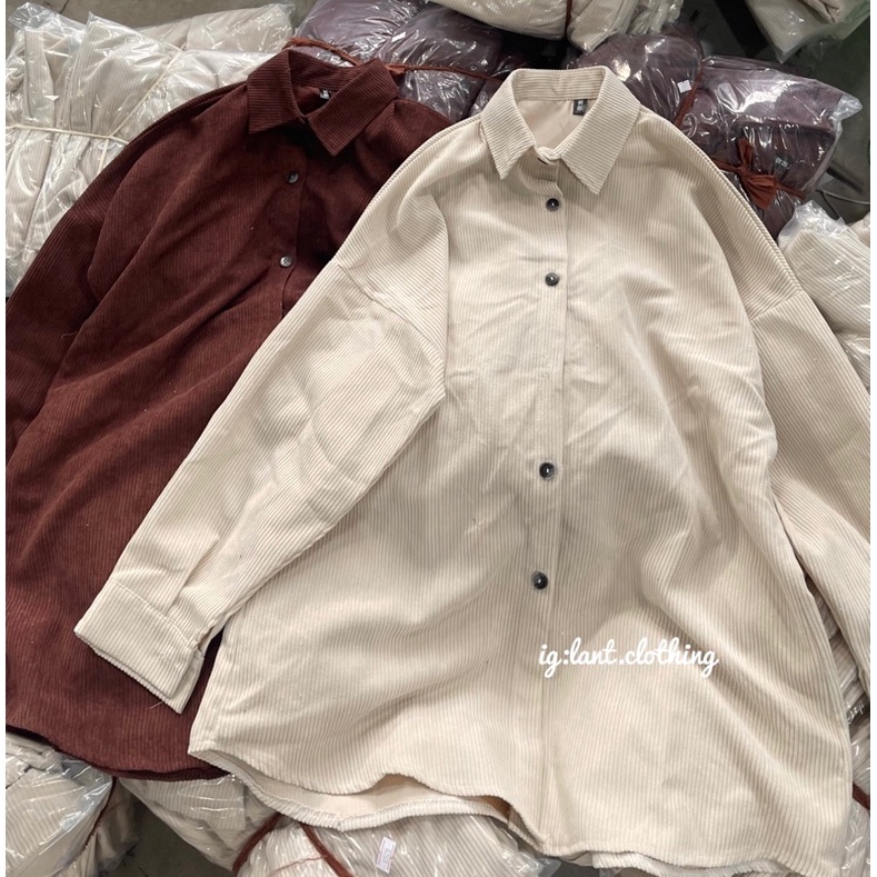 Áo sơ mi nhung tăm trơn 8193