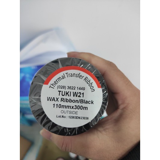 Mực in Ribbon Wax ATW108 110mm 300m cho máy GoDEX G500 G530 TSC TE-200 Xprinter H500B