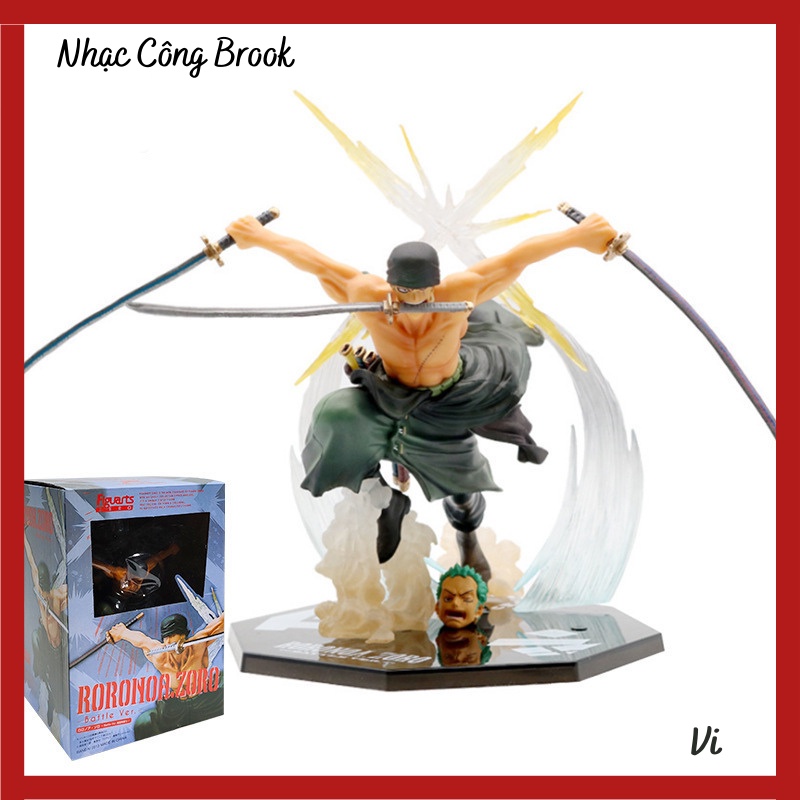 Mô Hình Roronoa Zoro Tam Kiếm - Mô Hình One Piece Đế Có Chữ Có Đầu Thay Thế Cao 18cm