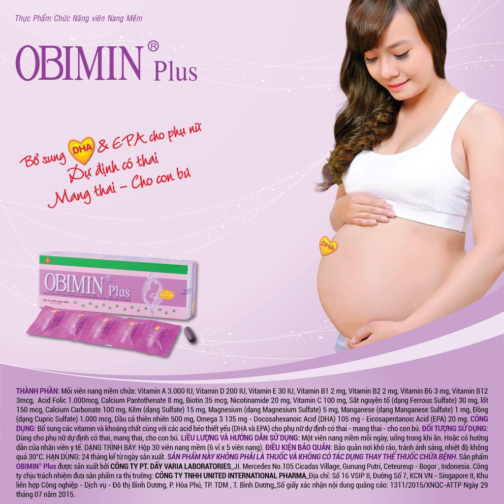 Viên uống Obimin Plus - Bổ sung Vitamin cho bà bầu