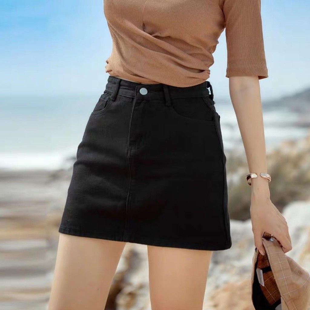 [Size 32-36] Quần Váy Bigsize Đen/ Xám Trơn Dài 46cm - Lưng Cao, Siêu Co Giãn