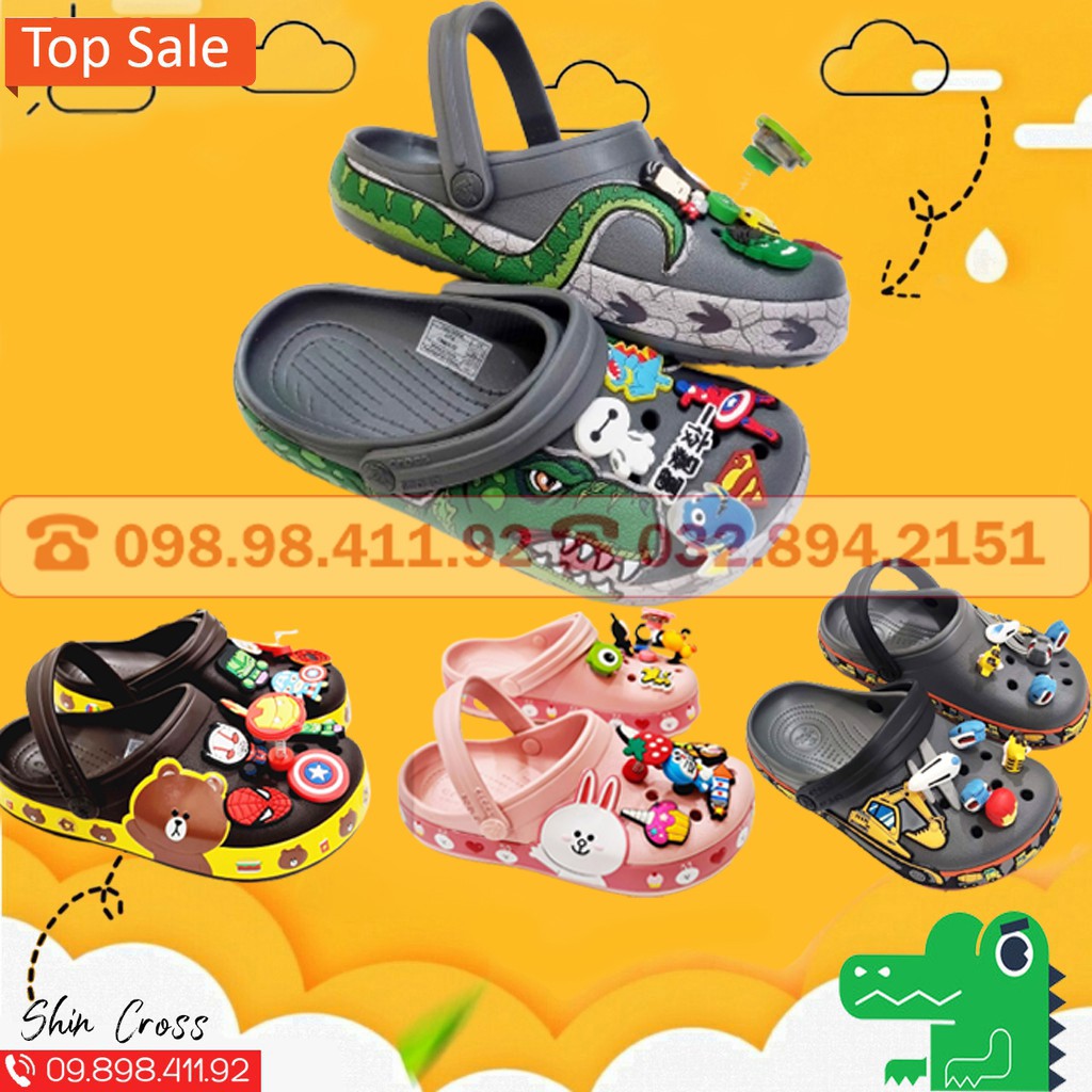 dép Cross cho bé mix nhiều mẫu DEPCRKIDS tặng thêm 6 jibitz Cross