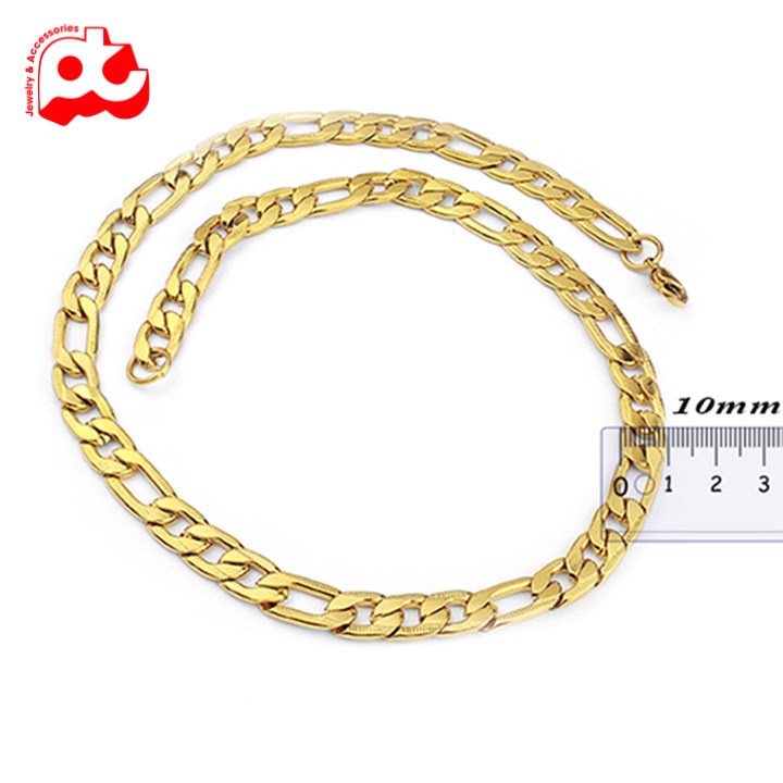 Dây chuyền titan nam cao cấp đẹp sang trọng thép không gỉ kiểu lặc PT JEWELRY kích cỡ 10mm màu mạ vàng PTDCNA61