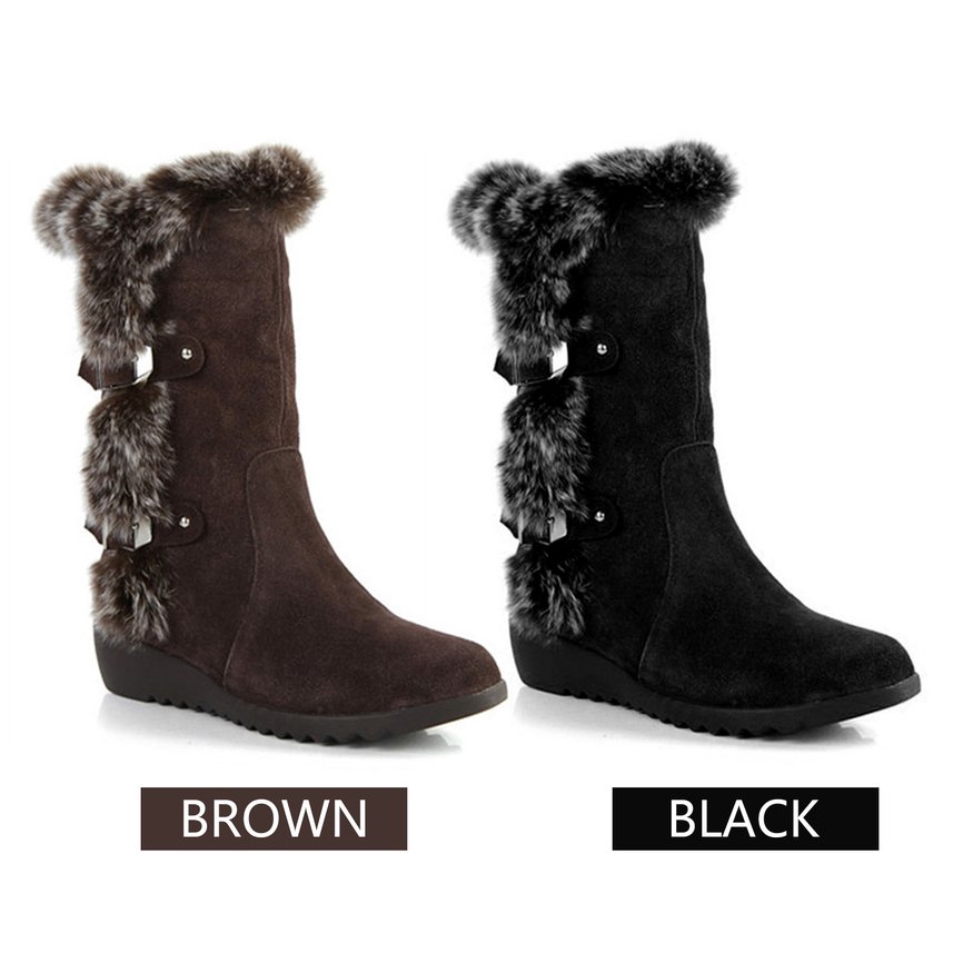 Giày boot đi tuyết phối lông cổ cao ấm áp cho nữ | BigBuy360 - bigbuy360.vn