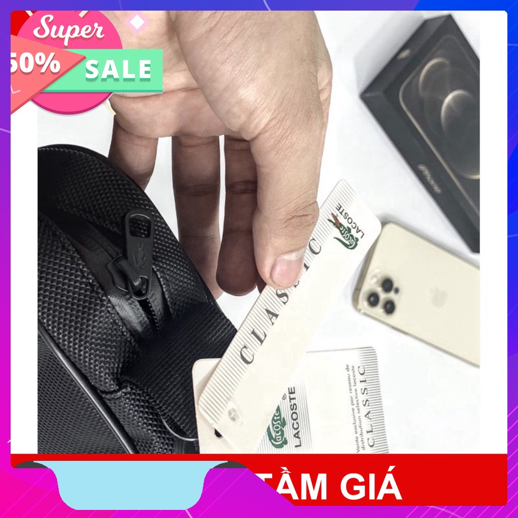 Túi Đeo Chéo Nam Thời Trang Lacoste logo sắt full tag và túi không dệt balo_5035
