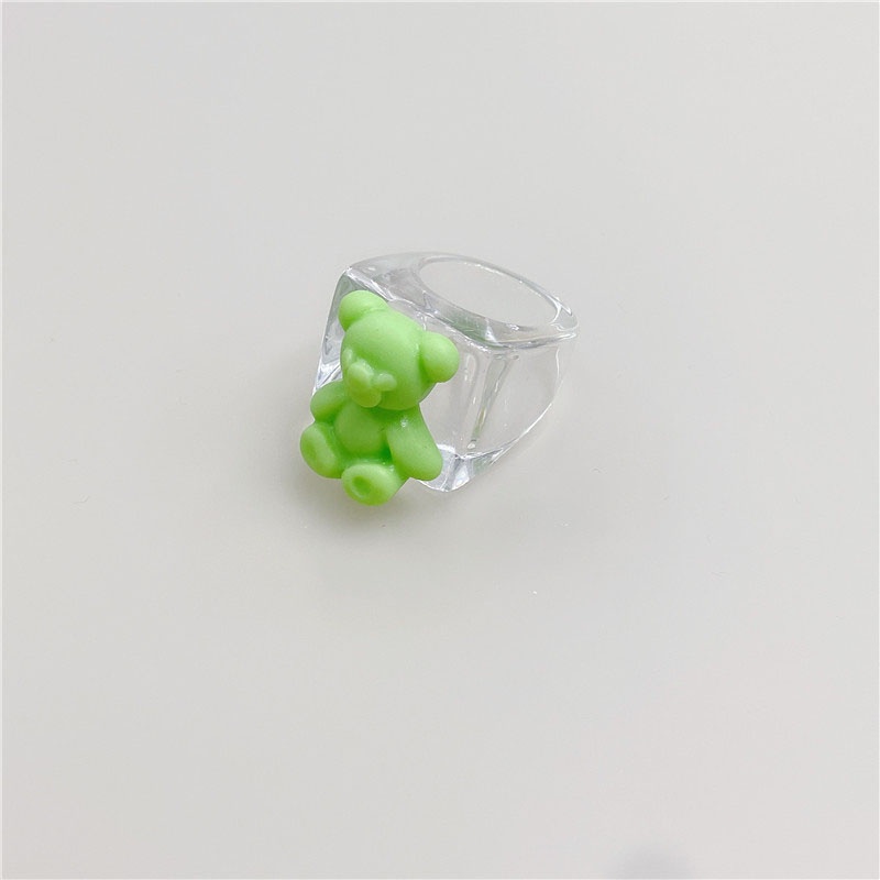 Nhẫn nhựa acrylic hình gấu nhiều màu sắc thời trang cho nữ