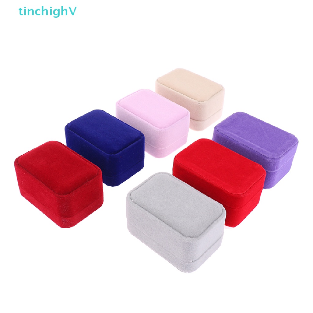 [TinchighV] Hộp Đựng Nhẫn Đôi Hình Vuông Đôi Bằng Vải Nhung Sắp Xếp Gọn Gàng [Mới