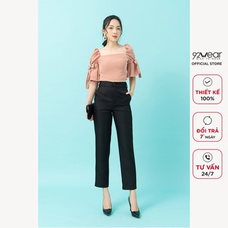 Áo kiểu nữ 92WEAR 2 màu, thiết kế buộc nơ tay ASW1053