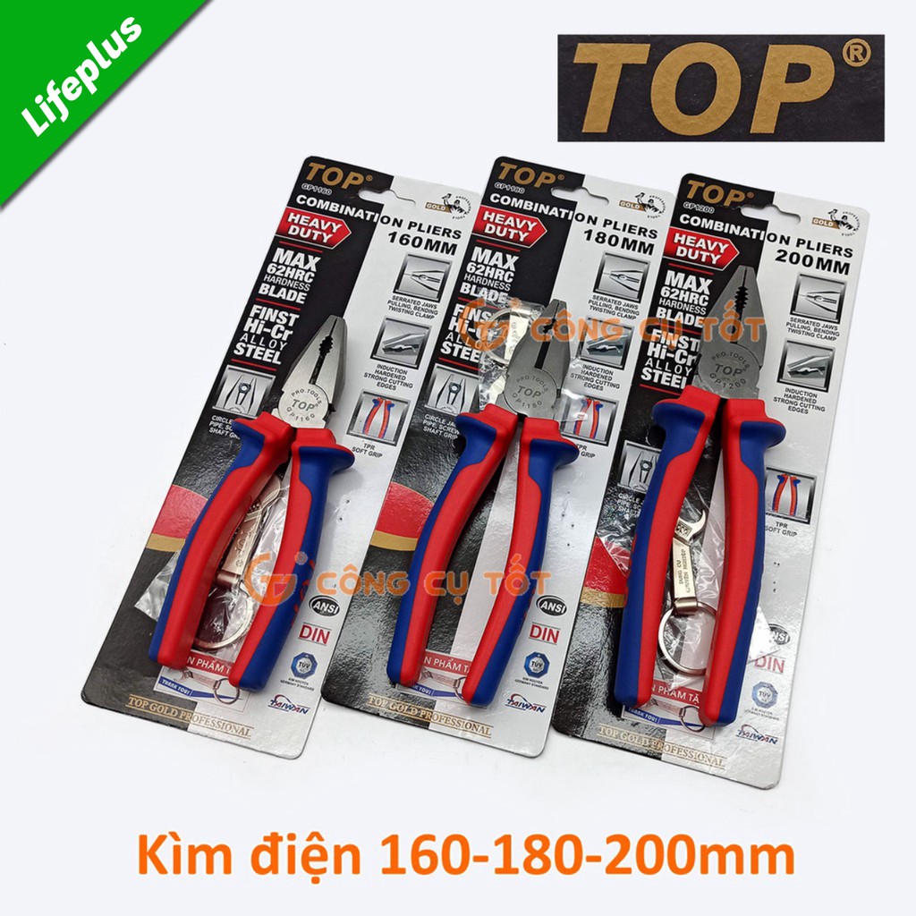 Kìm điện cao cấp TopGold 160mm lưỡi thép giàu Crôm tôi cao tần độ cứng HRC62