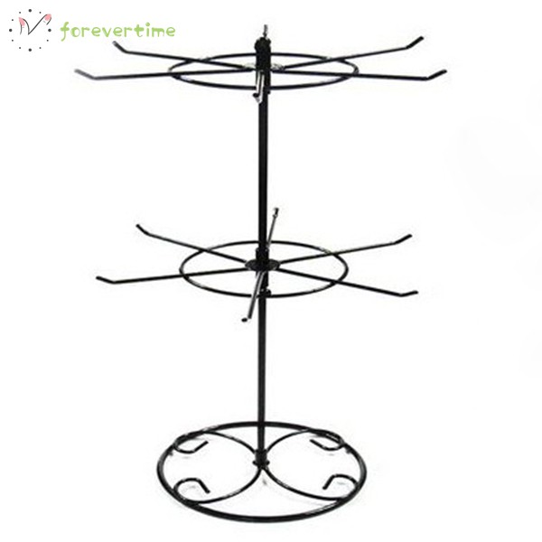 ☞ Phụ kiện trang sức☜ Double Tier Metal Rotating Jewelry Stand Earring Necklace Display Holes Holder Rack