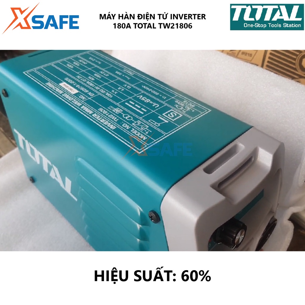 Máy hàn điện tử TOTAL TW21806 Máy hàn Inverter MMA 85V Điện áp ra tối đa 130A Kích thước que hàn 1.6 – 4.0 mm