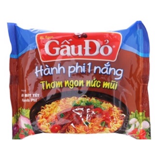 Mì Gấu đỏ hương vị Bò bít tết hành phi gói 64g