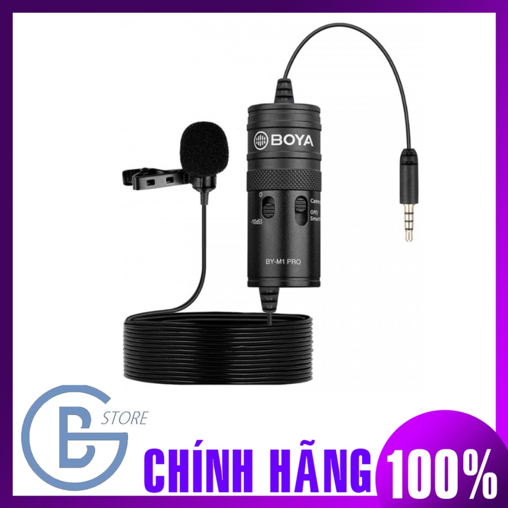 BOYA BY-M1 Pro - Micro Thu Ẩm Cổng 3.5mm TRRS Cho Điện Thoại & Máy Ảnh - Hàng Chính Hãng/Bảo Hành 24 Tháng