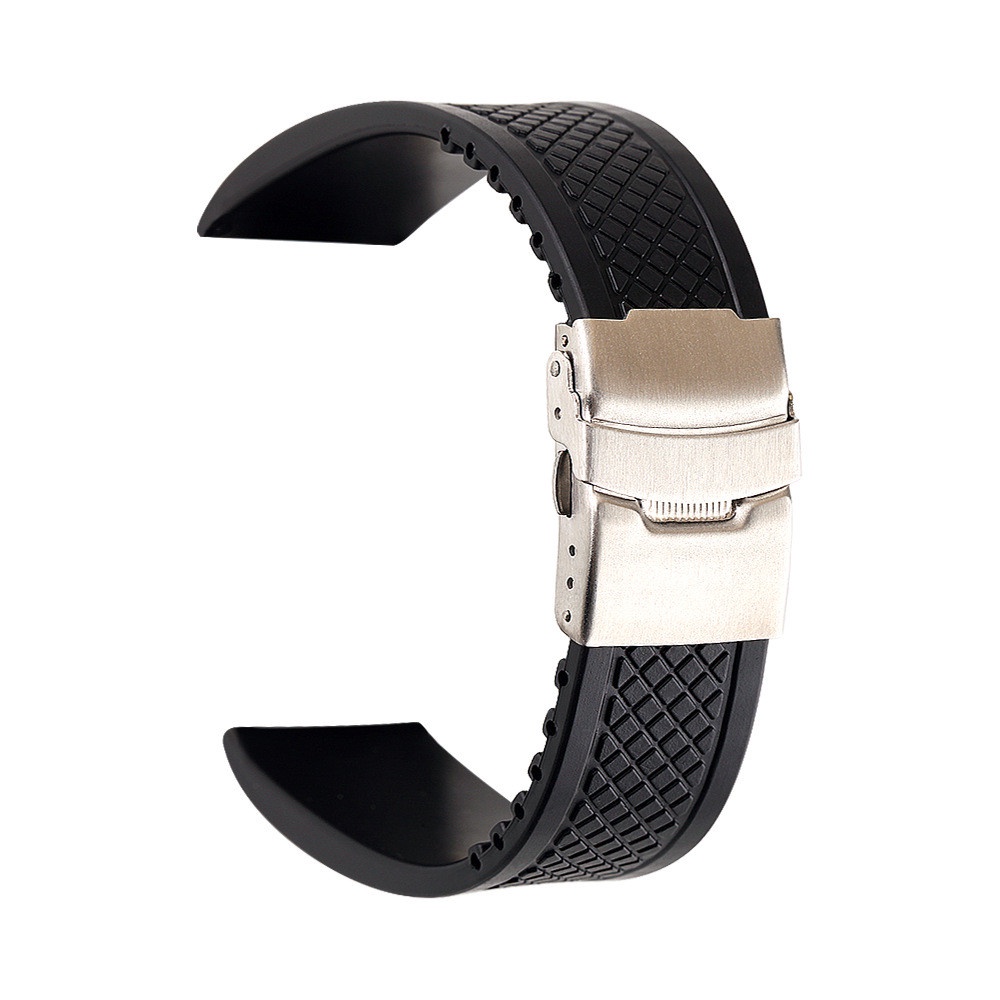 Dây Đeo Đồng Hồ Bằng Cao Su Silicon Màu Đen Chống Thấm Nước Kích Thước 20mm 22mm 24mm Phong Cách Thể Thao Cho Nam