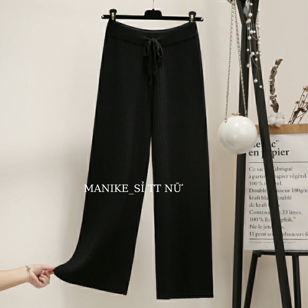 Quần Len Tăm Suông Manike Bigsize Ống Rộng Cạp Chun