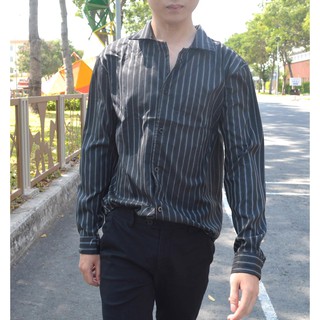Sơ mi Đen Cuban kẻ sọc
