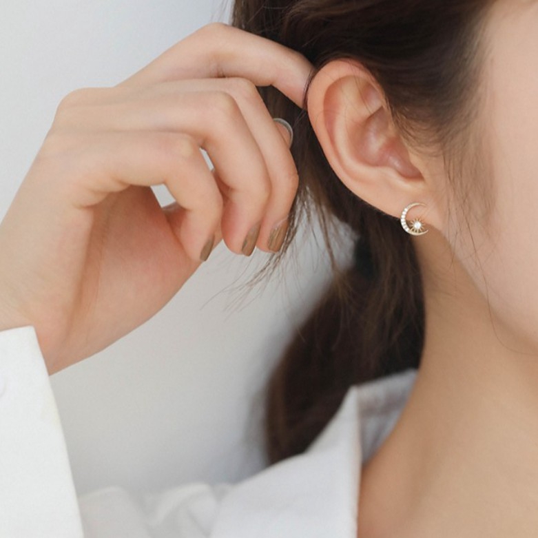 Hoa tai mặt trăng sao bất đối xứng / Khuyên tai / Bông Tai