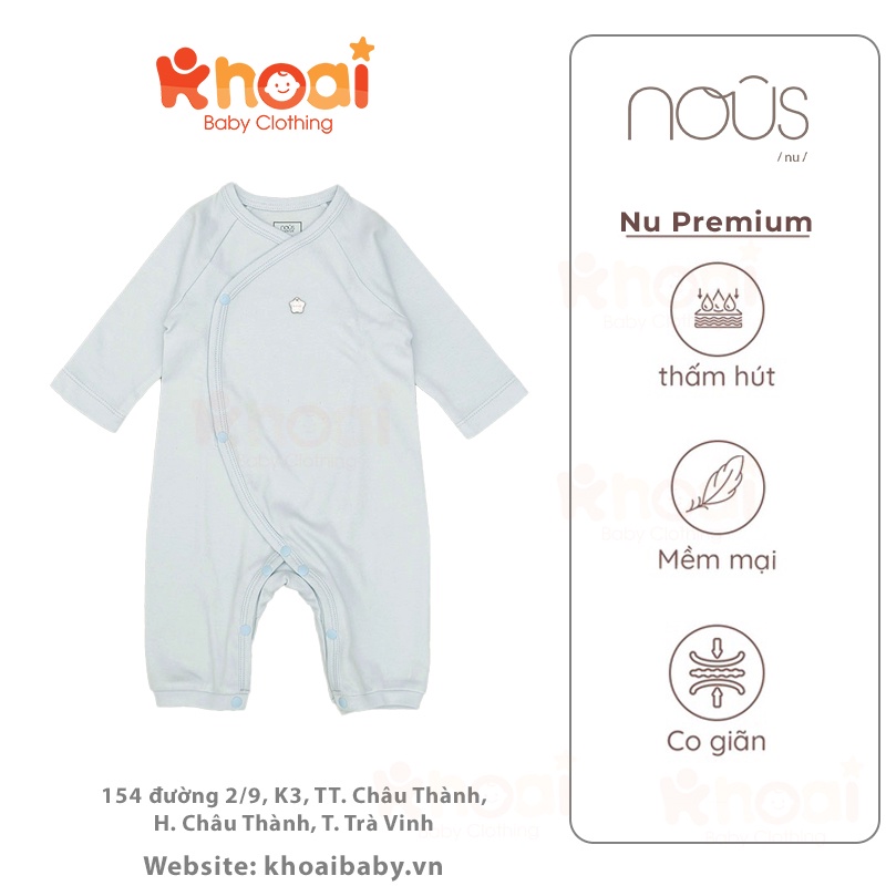 [Nous Premium] Bộ Romper Nous cài lệch xanh - Chất liệu cao cấp, co giãn đa chiều