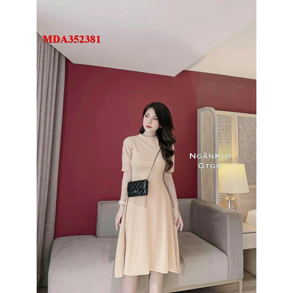 ĐẦM THUN TAY NGẮN CỔ TRÒN