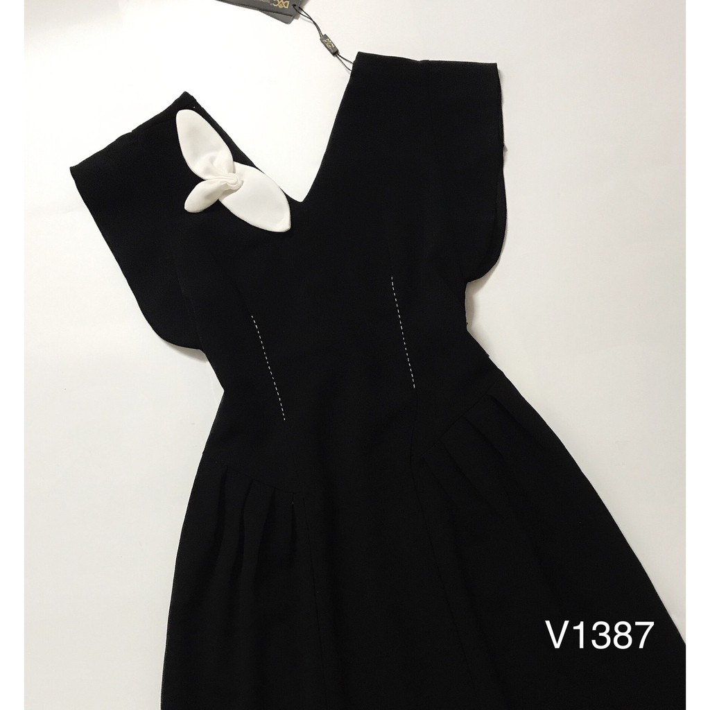 [Mã WAMT1505 giảm 10K đơn 0K] Đầm dự tiệc chiết eo đính nơ cổ V cao cấp V1387_Zin Boutique [Kèm ảnh thật | BigBuy360 - bigbuy360.vn