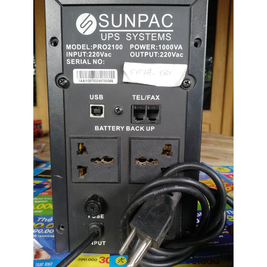 Bộ lưu điện SUNPAC PRO 2100,1000va/600w, like new,sin mô phỏng,chạy 1 ắc quy 12V( máy chưa có bình ắc quy)