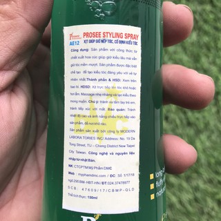XỊT GIỮ NẾP TÓC, CỐ ĐỊNH KIỂU TÓC STYLING SPRAY PROSEE 150ML