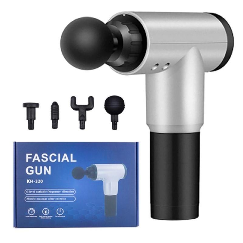 Máy masage cầm tay cao cấp FASCIAL GUN 4 đầu 6 chế độ - súng matxa cầm tay giảm nhức mỏi vai gáy, đau giãn cơ MS02-LOKI