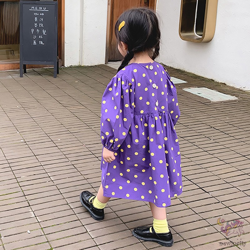 Đầm Chất Liệu Vải Cotton Hoạ Tiết Chấm Bi Dễ Thương Cho Bé