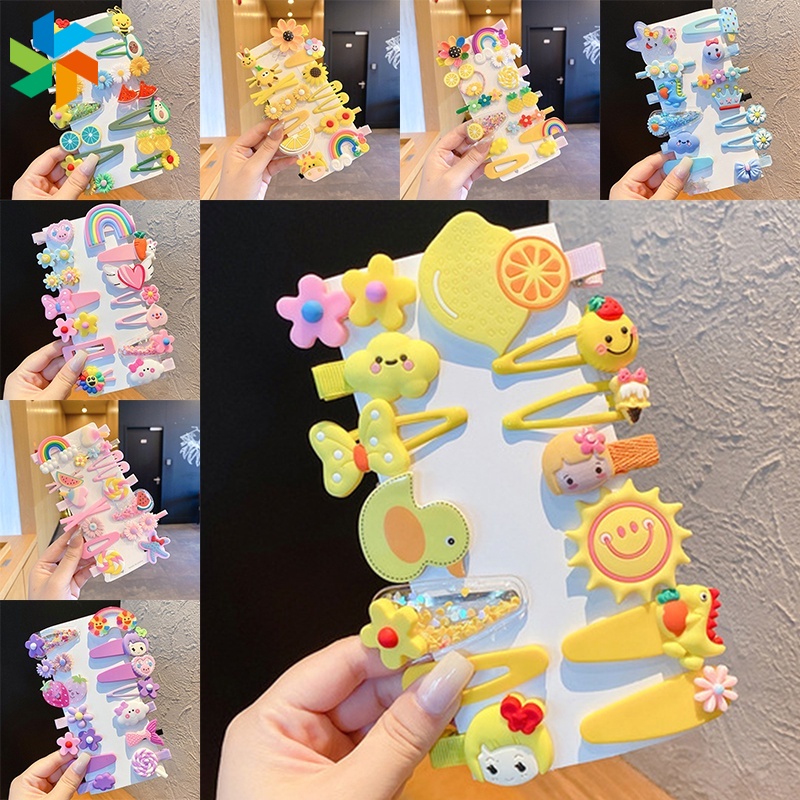 Bộ kẹp tóc nơ họa tiết hoạt hình dễ thương cho bé gái JP6