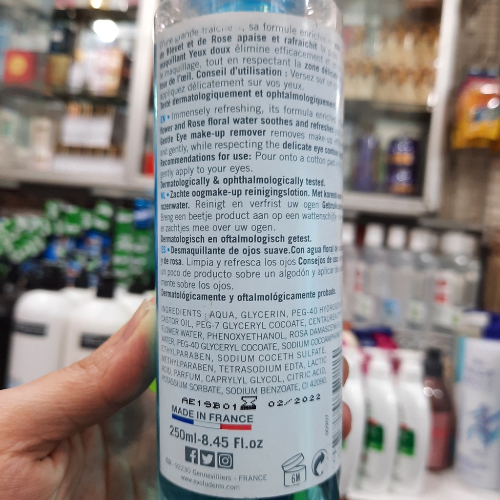 Tẩy trang dịu nhẹ cho mắt Evoluderm 250ml
