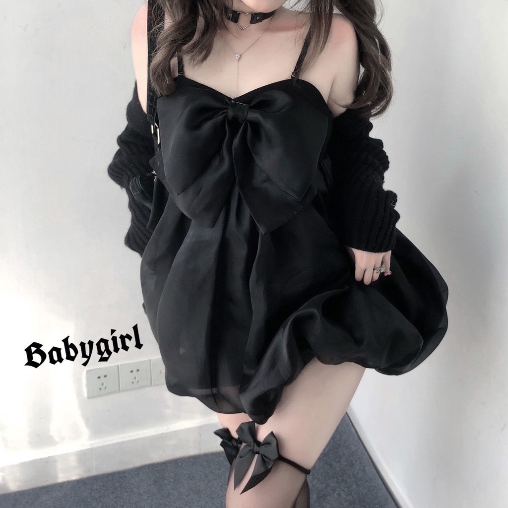 Two-piece suit/one-piece dark knitted cardigan coat bowknot suspender dress spring suit for female students lScN