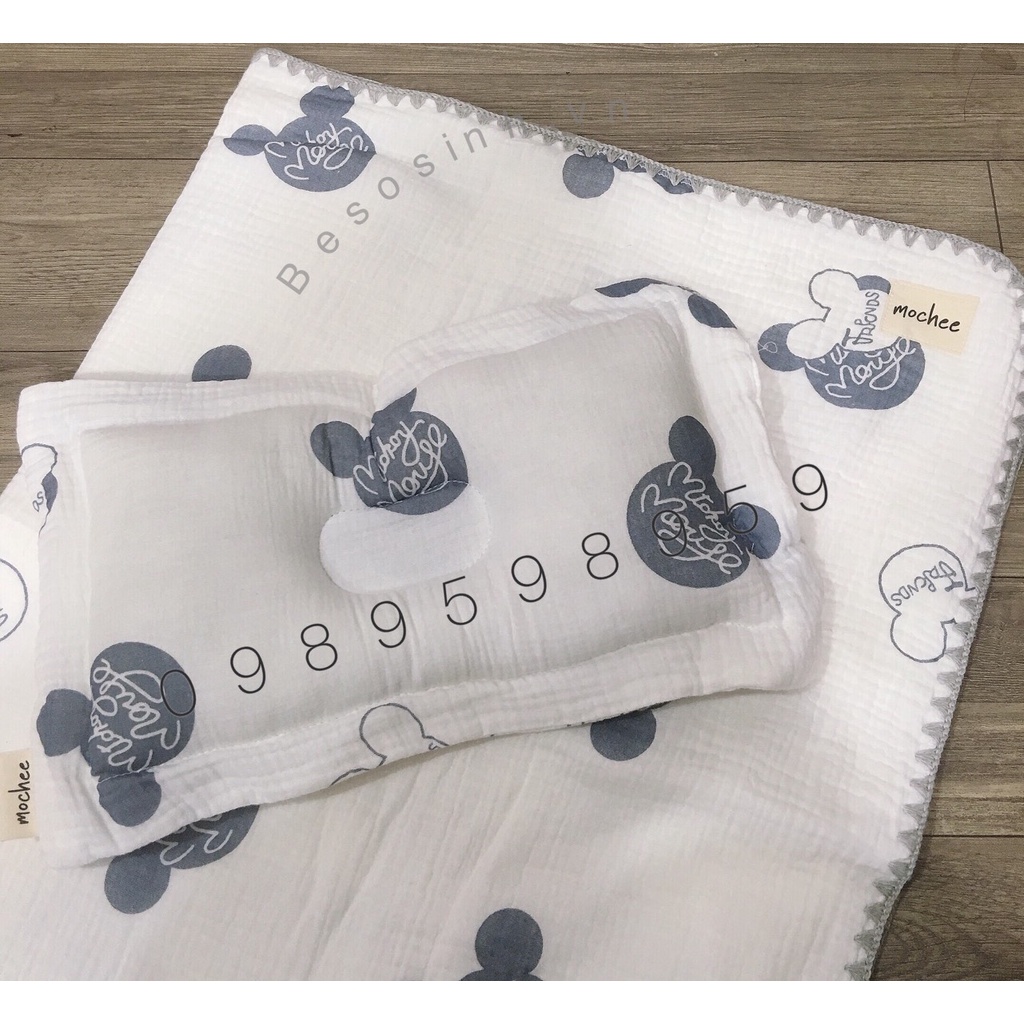 SET CHĂN MỎNG KÈM GỐI MOCHEE VẢI XÔ MUSLIN