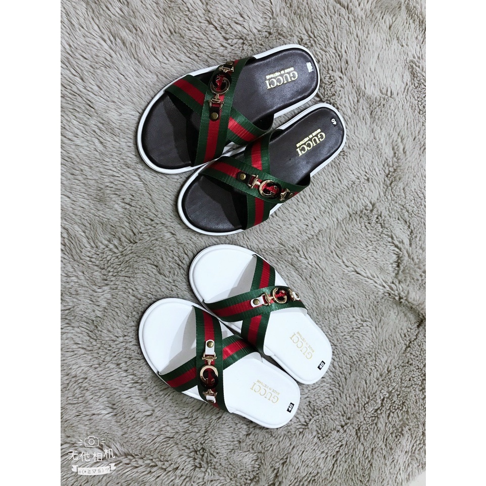 Dép Nam Quai Chéo Sọc Xanh Đỏ GC Cao Cấp - Đế TPR Mềm Thoải Mái ( Hình Thật Shop Chụp )