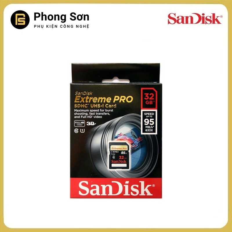 Thẻ nhớ SDHC 32GB Extreme Pro 633x 95mb/s UHS-1 Sandisk | BigBuy360 - bigbuy360.vn