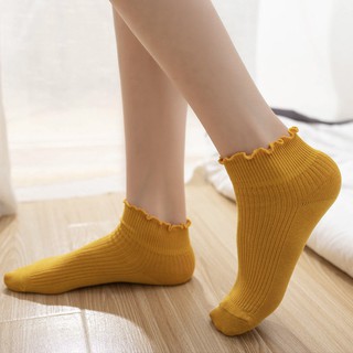Tất Nhún Cổ Bèo Hàn Quốc-Tất cổ ngắn cao cấp cổ bèo Vintage