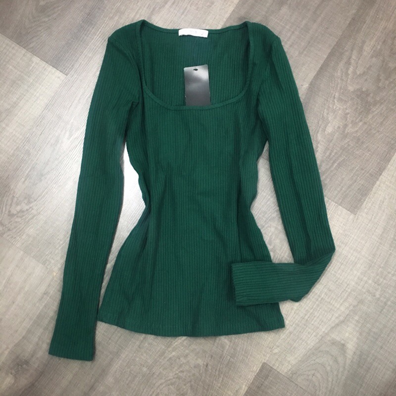 (FLASH SALE) Áo len tăm cổ vuông Mango Auth Sale XS