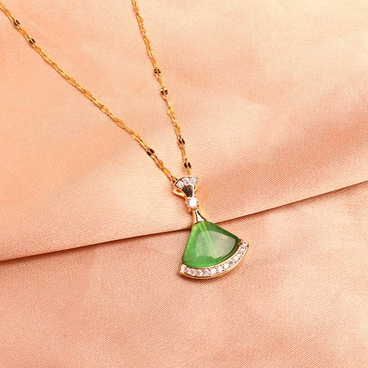 Dây Chuyền Mạ Vàng 18k Mặt Hình Cánh Quạt Ngắn Bằng Thép Không Gỉ Cho Nữ