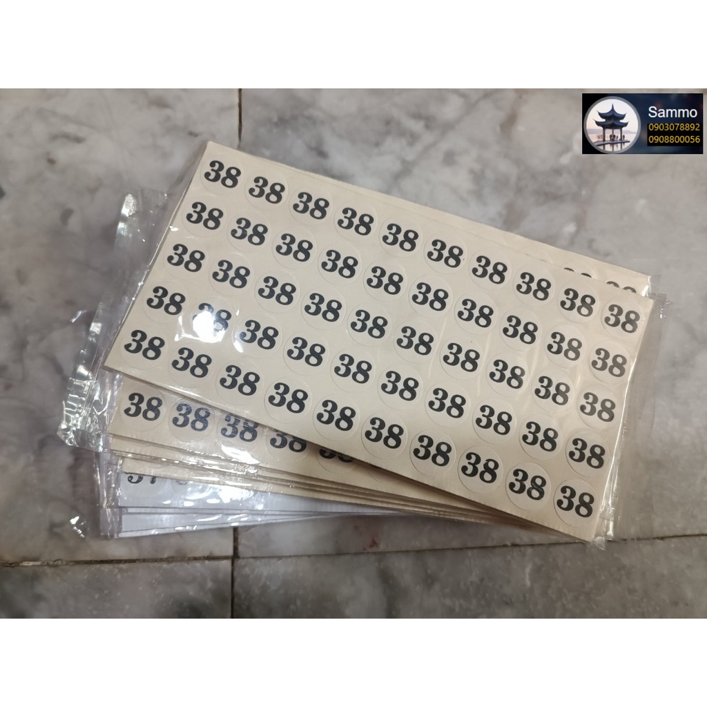 Giá Sỉ Tem Dán Size Quần Áo, Giày Dép từ 35 -&gt; 40 ( Lốc 10 Tờ )