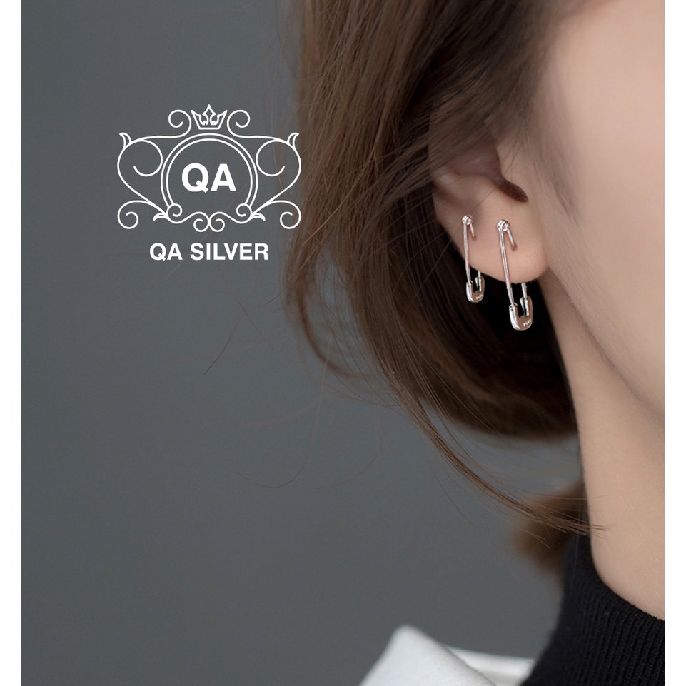 Khuyên tai bạc 925 ghim băng kim xỏ bông nam nữ kẹp vành S925 PIN QA SILVER Earrings EA190701