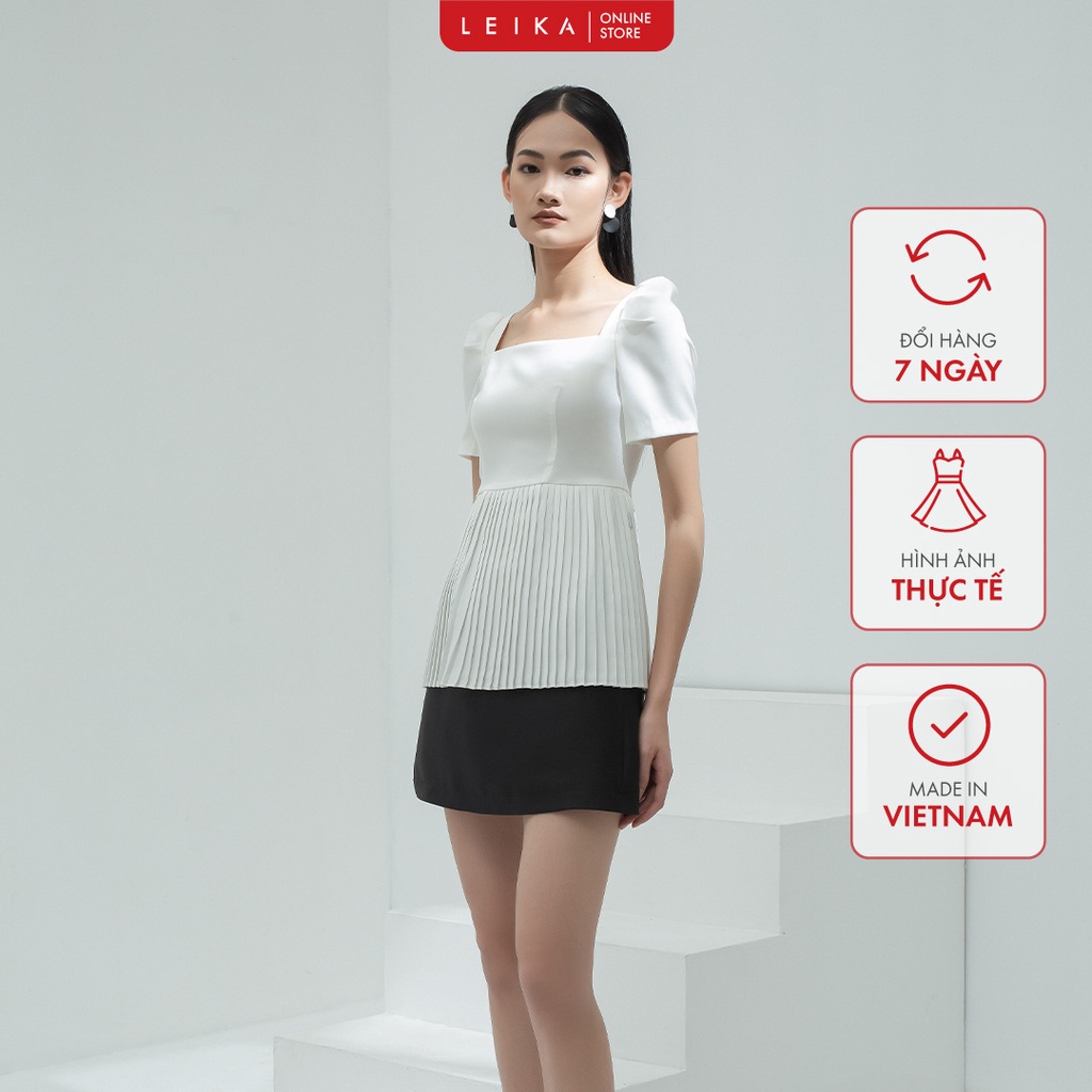 Áo Sơ mi CT peplum dập ly cổ vuông LEIKA